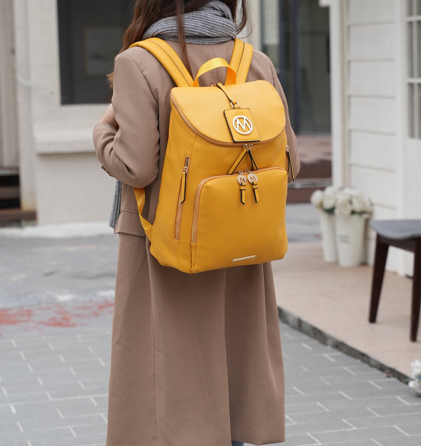 Angela Backpack Handbag in Charcoal Grey view 3