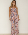 Angelica Square Neckline Stretch High Waist Jumpsuit - Pink Floral Pink Floral (dress) - floral jumpsui - shop at us.meeeshop