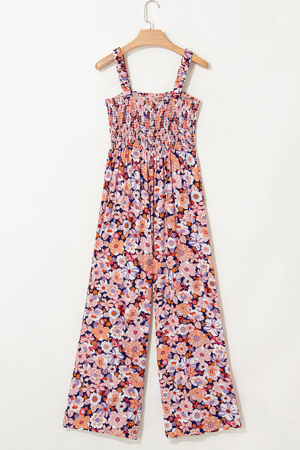 Angelica Square Neckline Stretch High Waist Jumpsuit - Pink Floral Pink Floral view 4 (one-piece) - shop at us.meeeshop