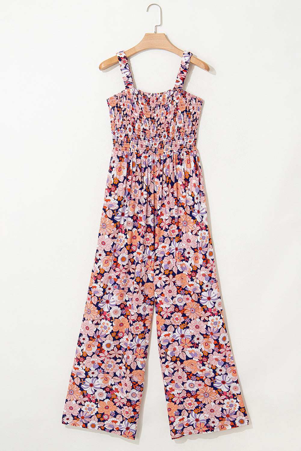 Angelica Square Neckline Stretch High Waist Jumpsuit - Pink Floral view 7 (dress) - floral jumpsuit, pi - shop at us.meeeshop