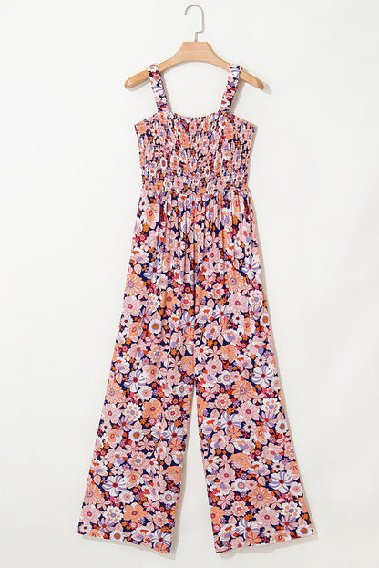 Angelica Square Neckline Stretch High Waist Jumpsuit - Pink Floral view 7 (one-piece) - floral jumpsuit - shop at us.meeeshop