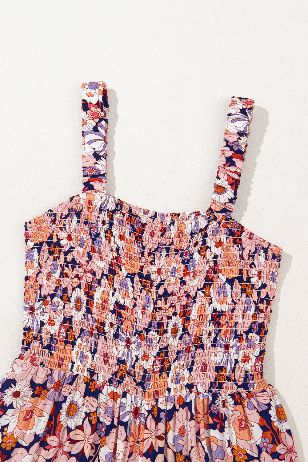 Angelica Square Neckline Stretch High Waist Jumpsuit - Pink Floral view 8 (dress) - floral jumpsuit, pi - shop at us.meeeshop