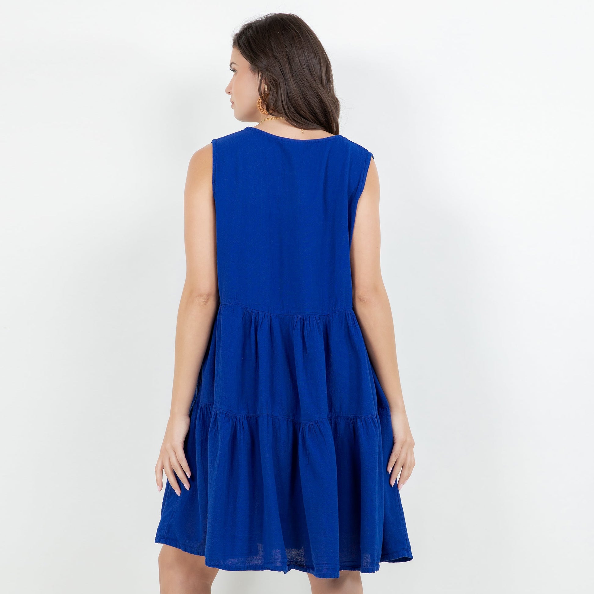 Anjanette Dress - 100% Cotton Gauze in Black/ Size OSFM view 4 - Anjanette Model
