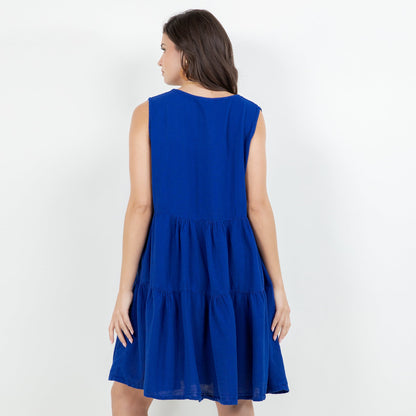 Anjanette Dress - 100% Cotton Gauze in Black/ Size OSFM view 4 - Anjanette Model