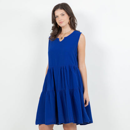 Anjanette Dress - 100% Cotton Gauze in Caspian/ Size OSFM view 5 - Anjanette Model