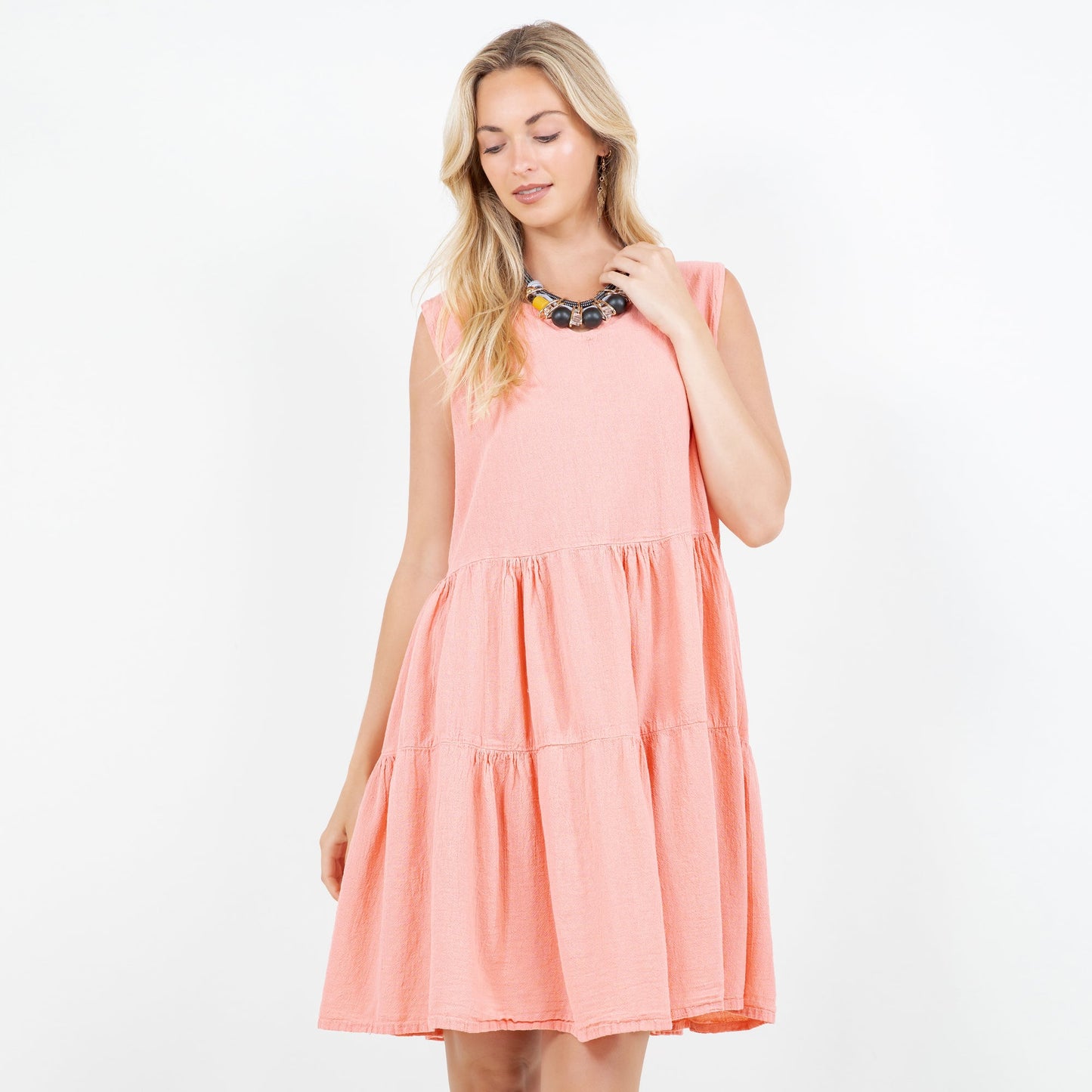 Anjanette Dress - 100% Cotton Gauze in Iron/ Size OSFM view 9 - Anjanette Model