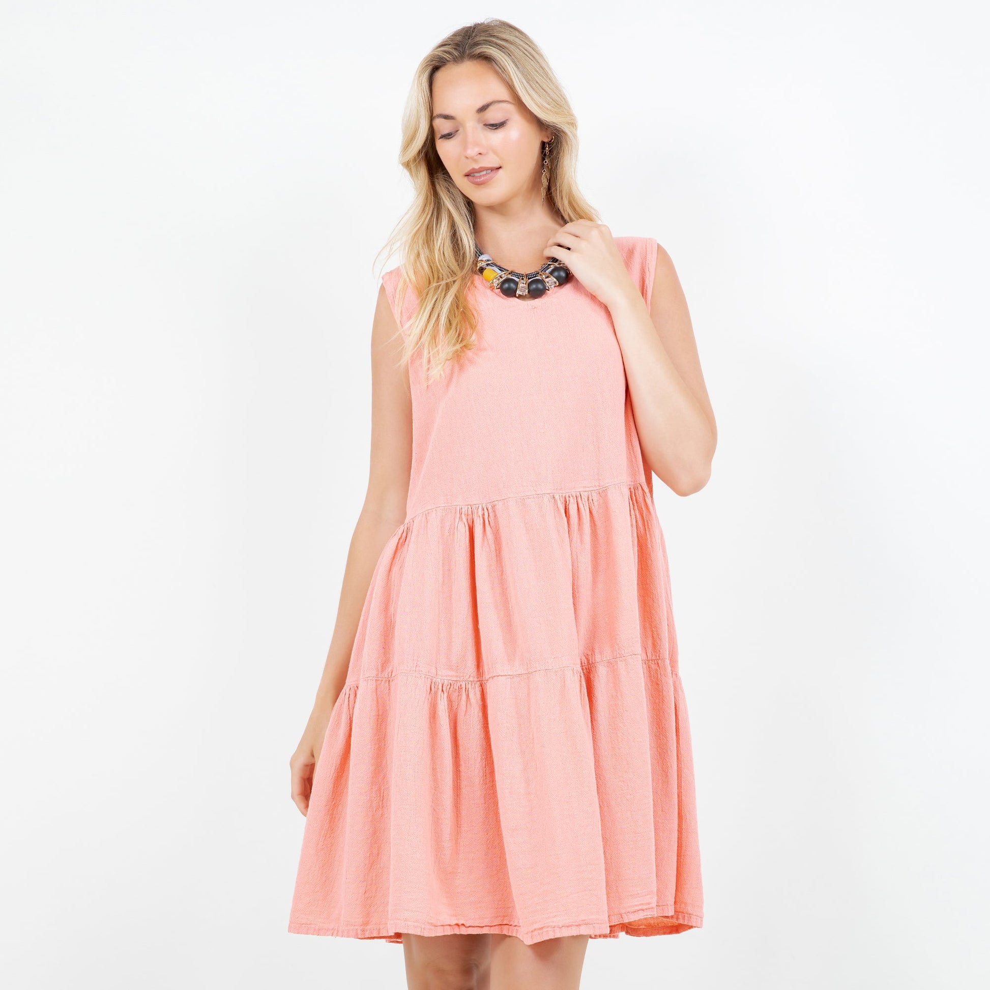 Anjanette Dress - 100% Cotton Gauze in Iron/ Size OSFM view 9 - Anjanette Model