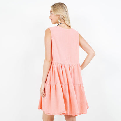 Anjanette Dress - 100% Cotton Gauze in Island/ Size OSFM view 10 - Anjanette Model