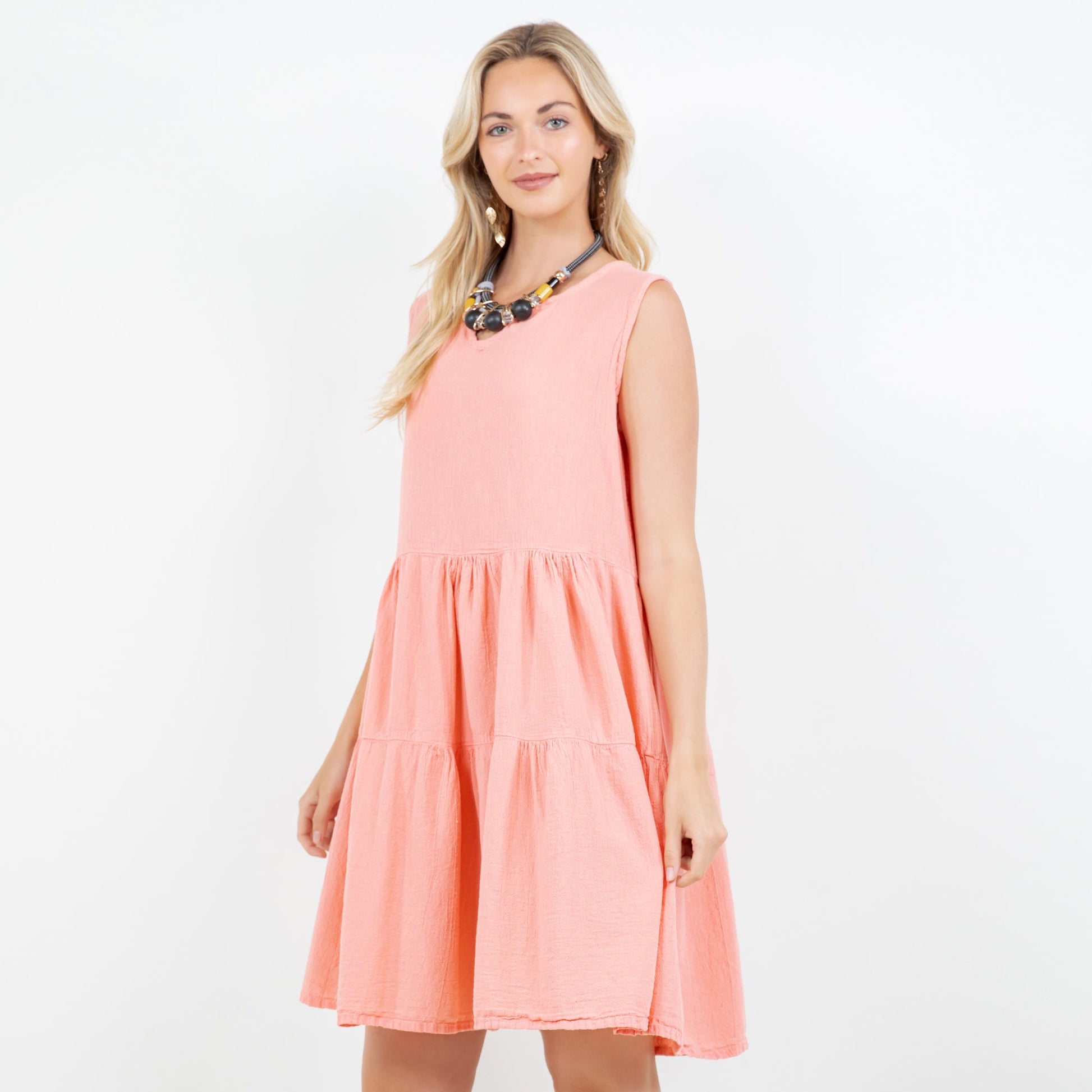 Anjanette Dress - 100% Cotton Gauze in Lilac Frost/ Size OSFM view 12 - Anjanette Model