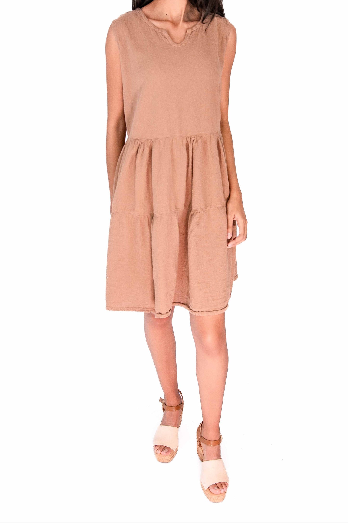Anjanette Dress - 100% Cotton Gauze in Magenta/ Size OSFM view 14 - Anjanette Model