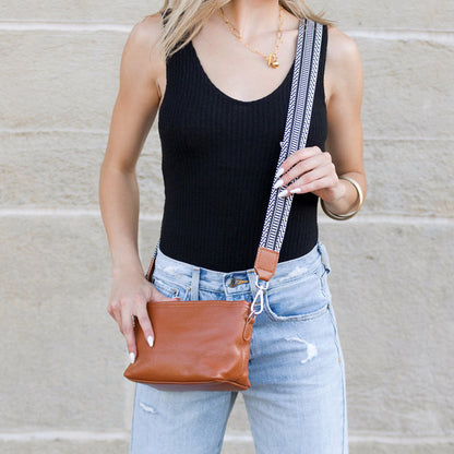 Aria Leather Compact Crossbody in Black - Aria Leather Bag