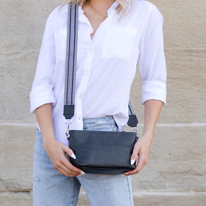 Aria Leather Compact Crossbody in Gray view 3 - Aria Leather Bag