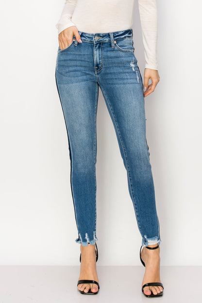 Arianna Mid Rise Ankle Length Distressed Skinny Jeans in 3 (25) view 2 (bottom)