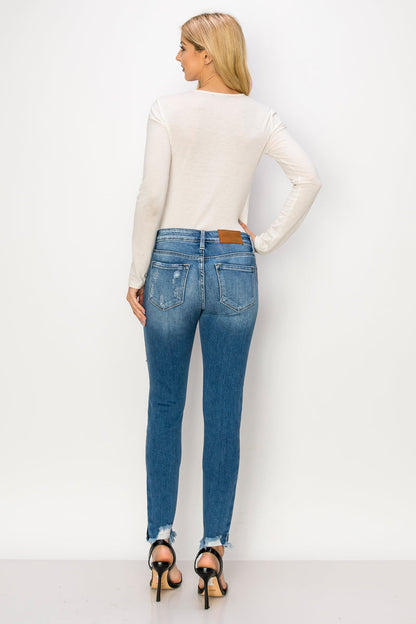 Arianna Mid Rise Ankle Length Distressed Skinny Jeans in 15 (31) view 8 (bottom)