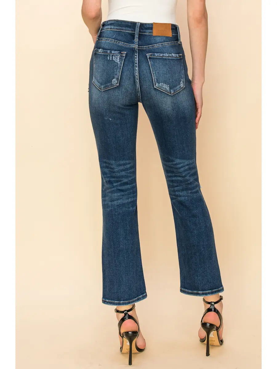 Ariel High Rise Stretch Distressed Straight Jeans in 11 (29) view 6 - High-Waisted (bottom)