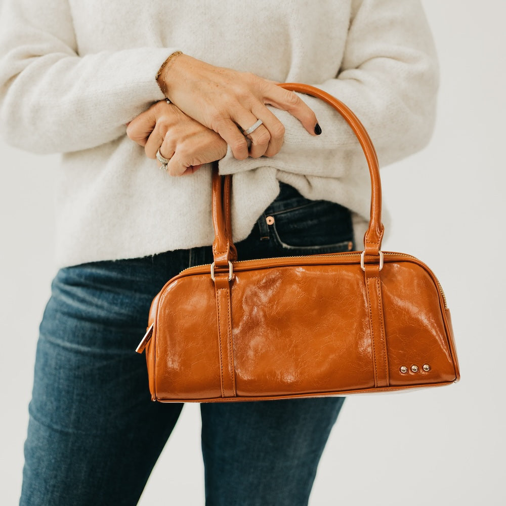 Arlys Barrel Shoulder Bag in Burgundy view 3