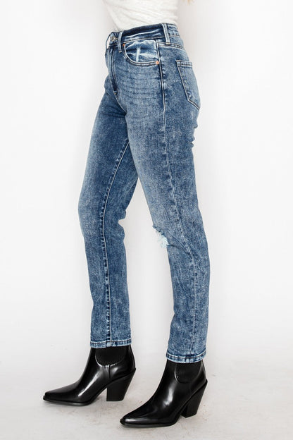 Artemis Vintage Aubree High Rise Stretch Distressed Mom Jeans in 5 (26) view 3 - High-Waisted (bottom)