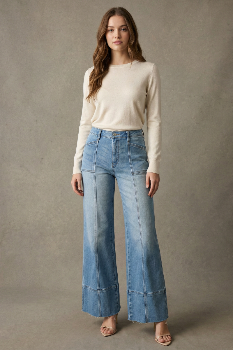 Artemis Vintage Aurora Tummy Control Eco Friendly Fabric Slim Palazzo Jeans (medium Wash) in 11 (29) view 6 - Curvy Fit