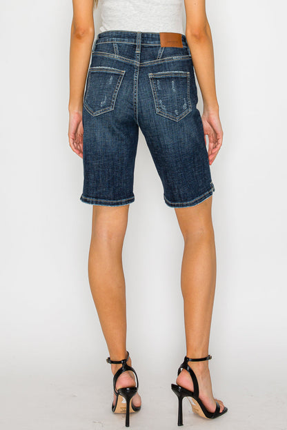 Artemis Vintage Celeste Dark Wash High Rise Bermuda Jeans view 7 - High-Waisted - Celeste Blue Jeans (bottom)