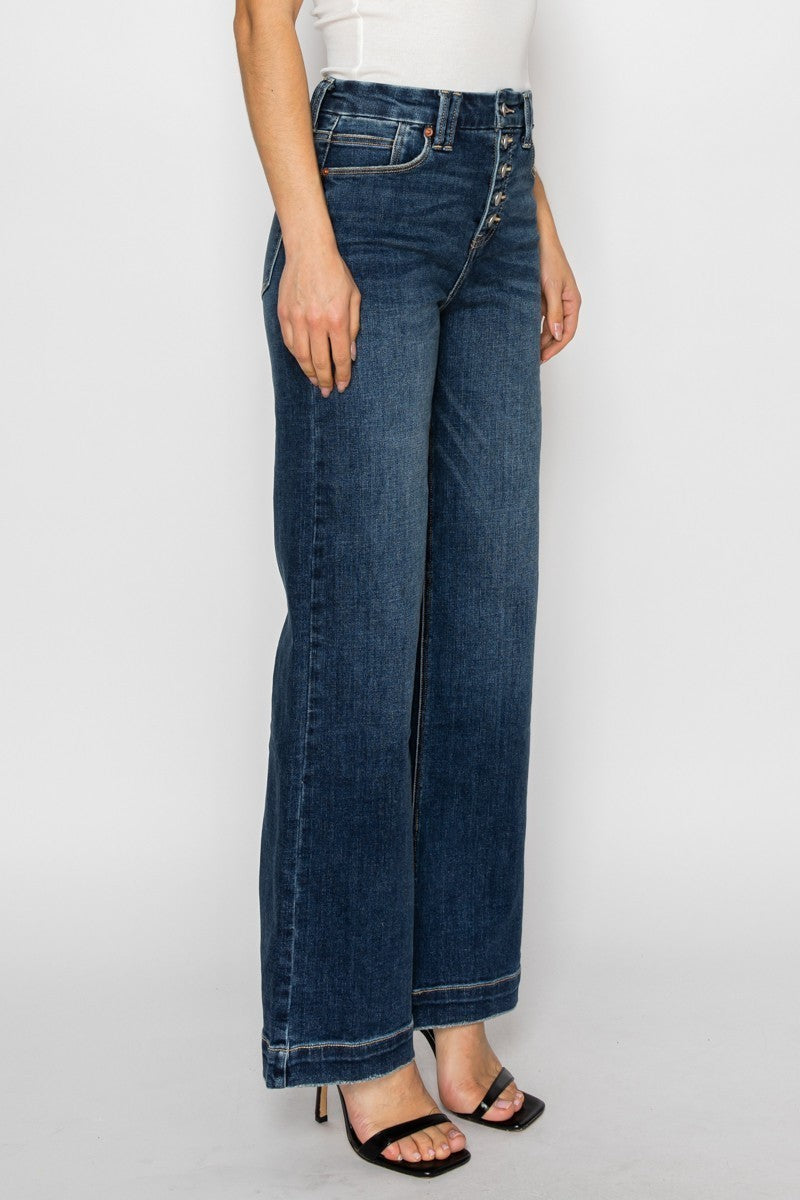 Artemis Vintage Cindy Tummy Control 90's Vintage Stretch Wide Jeans in 5 (26) view 3 - Curvy Fit (bottom)