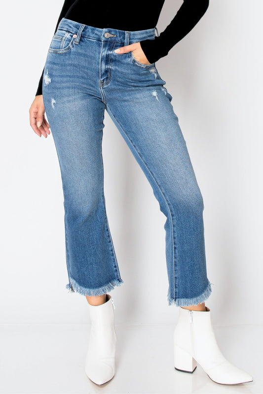Artemis Vintage Eco Friendly Corset High Rise Crop Flare Jeans (medium Wash) in 3 (25) view 2 - High-Waisted (bottom)