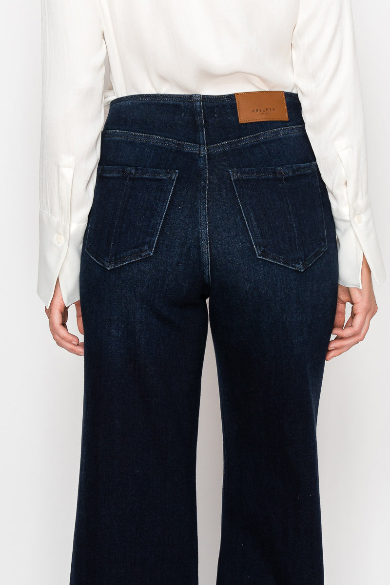 Artemis Vintage Eco Friendly Ultra High Rise Slim Palazzo Sailor Jeans in 15 (31) view 8 - High-Waisted - Eco Friendly Denim