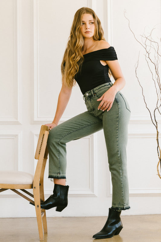 Artemis Vintage Elena Tummy Control High Rise Straight Jeans in 1 (24) - High-Waisted (bottom)
