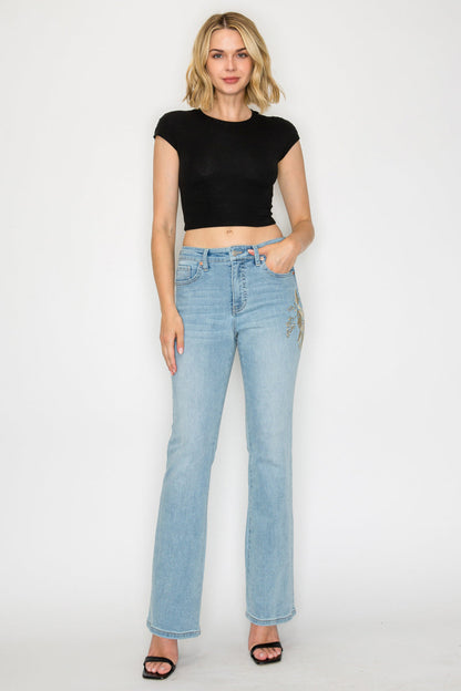 Artemis Vintage High Rise Embroidered Modern Bootcut Jeans in 1 (24) - High-Waisted - High Rise Jeans Women (bottom)