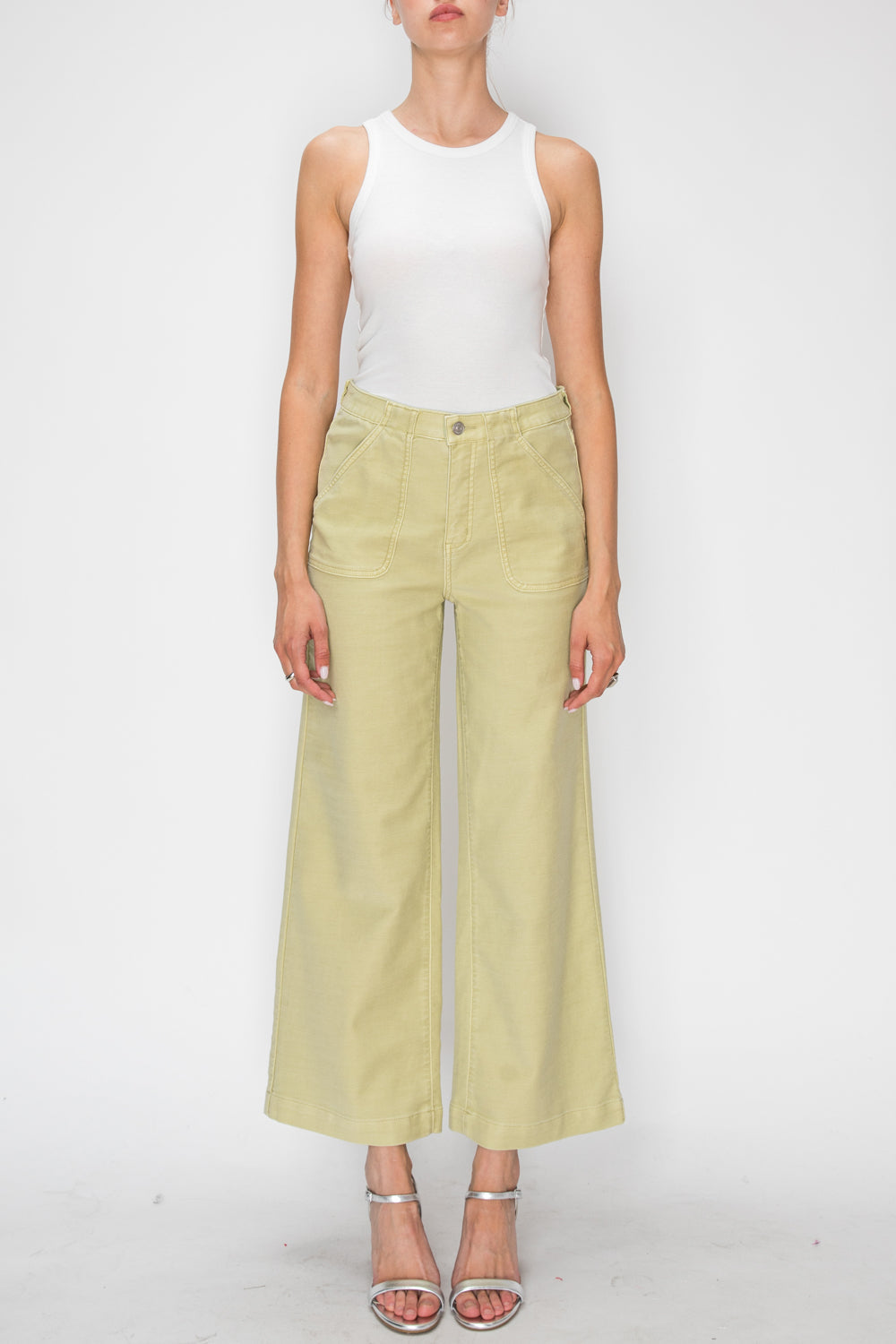 Artemis Vintage High Rise Wide Leg Sage Jeans in Sage Green view 5 - High-Waisted - High Rise Jeans Women (bottom)