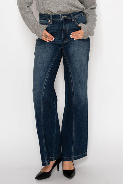 Artemis Vintage Hybrid Stretch Ripped Ultra High Rise Relaxed Flare Jeans in 3 (25) view 2 - High-Waisted (bottom)