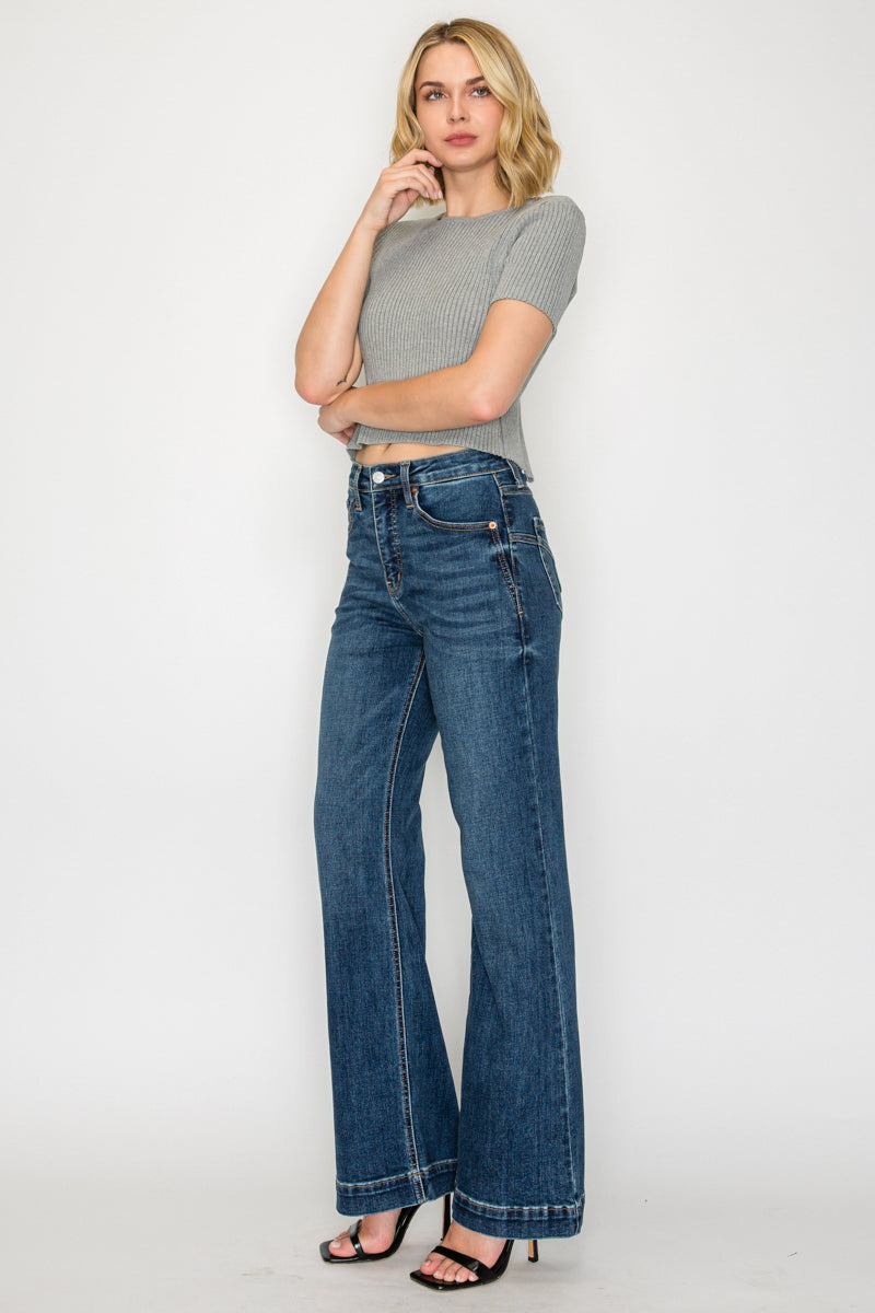 Artemis Vintage Josephine Tummy Control High Rise Relaxed Holly Flare Jeans in 3 (25) view 2 - High-Waisted (bottom)