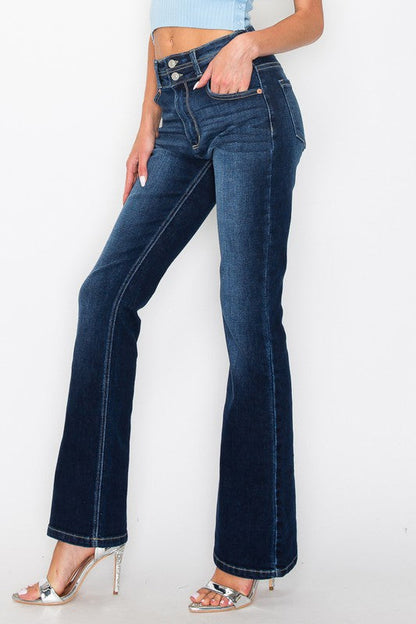 Artemis Vintage Julia Double Button High Rise Bootcut Jeans in 7 (27) view 4 - High-Waisted (bottom)