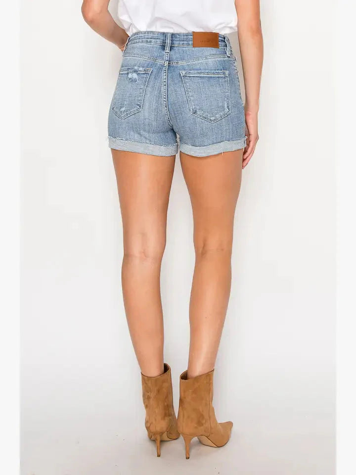 Artemis Vintage Kathy High Rise Cuffed Stretch Shorts view 7 - High-Waisted - Kathy High Rise Distressed Jean Shorts