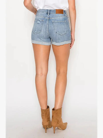Artemis Vintage Kathy High Rise Cuffed Stretch Shorts view 7 - High-Waisted - Kathy High Rise Distressed Jean Shorts