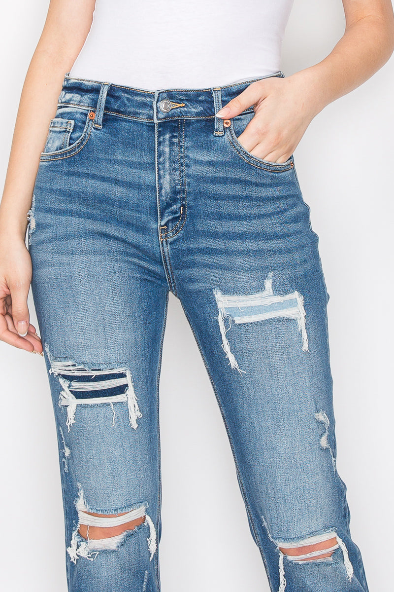 Artemis Vintage Mesh Tummy Control High Rise Straight with Single Cuff Jeans... in 3 (25) view 2 - High-Waisted