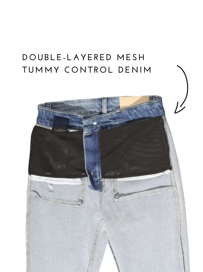 Artemis Vintage Mesh Tummy Control High Rise Straight W/ Single Cuff Jeans in 15 (31) view 8 - High-Waisted (bottom)