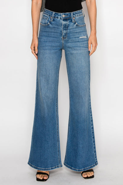 Artemis Vintage Reese Tummy Control Relaxed High Rise Palazzo Jeans in 9 (28) view 5 - High-Waisted (bottom)