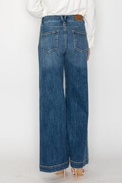 Artemis Vintage Relaxed High Rise Palazzo Jeans in 7 (27) view 4 - High-Waisted - Relaxed Jeans High Waist (bottom)
