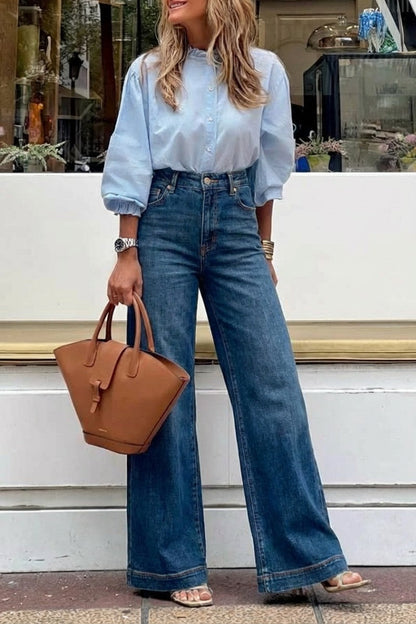 Artemis Vintage Relaxed High Rise Palazzo Jeans in 13 (30) view 7 - High-Waisted - Relaxed Jeans High Waist (bottom)
