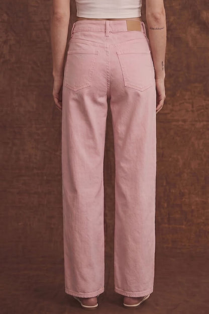 Artemis Vintage Serafina High Rise Pink Barrel Leg Jeans in Pink view 4 - High-Waisted (bottom)