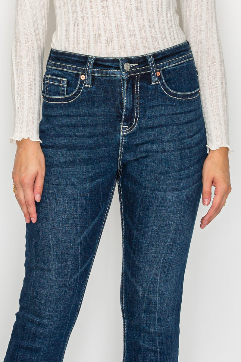 Artemis Vintage Stevie Tummy Control High Rise Slim Flare Jeans (dark Wash) in 3 (25) view 2 - High-Waisted - Wash Jeans