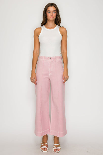 Artemis Vintage Tummy Control Ultra High Rise Crop Wide Jeans in Pink view 7 - High-Waisted - Tummy Control Wide Leg Pants