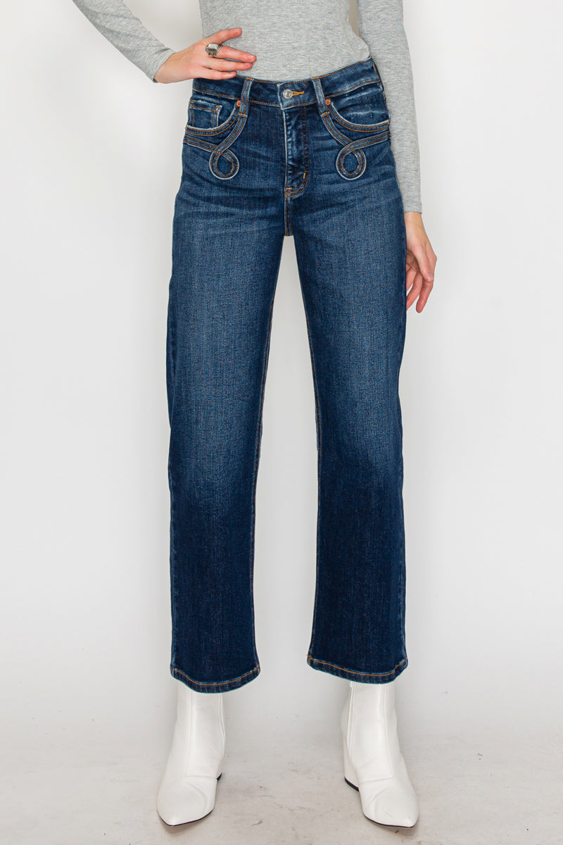 Artemis Vintage Tummy Control Western High Rise Straight Leg Jeans in 3 (25) view 2 - High-Waisted (bottom)