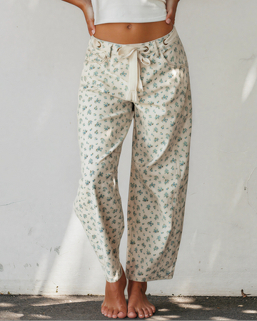 Aspen Grommet Knot Waist Floral Barrel Leg Jeans in 4 (bottom)