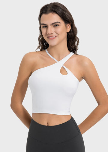 Asymmetrical Cross-strap Cutout Crop Top - MeeeShop Women's Fashion