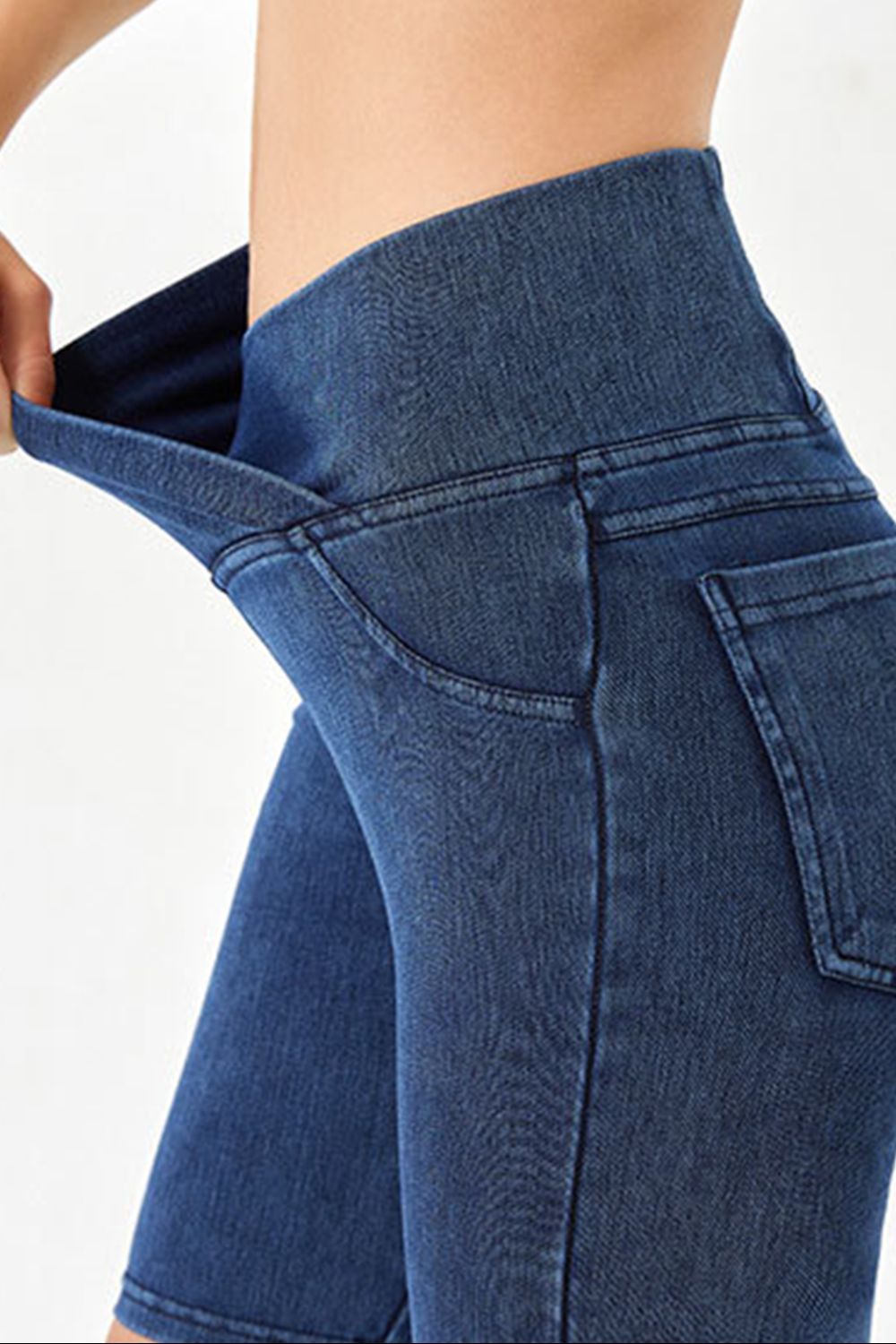 Asymmetrical Waist Denim Shorts with Pockets - MeeeShop Women's Fashion