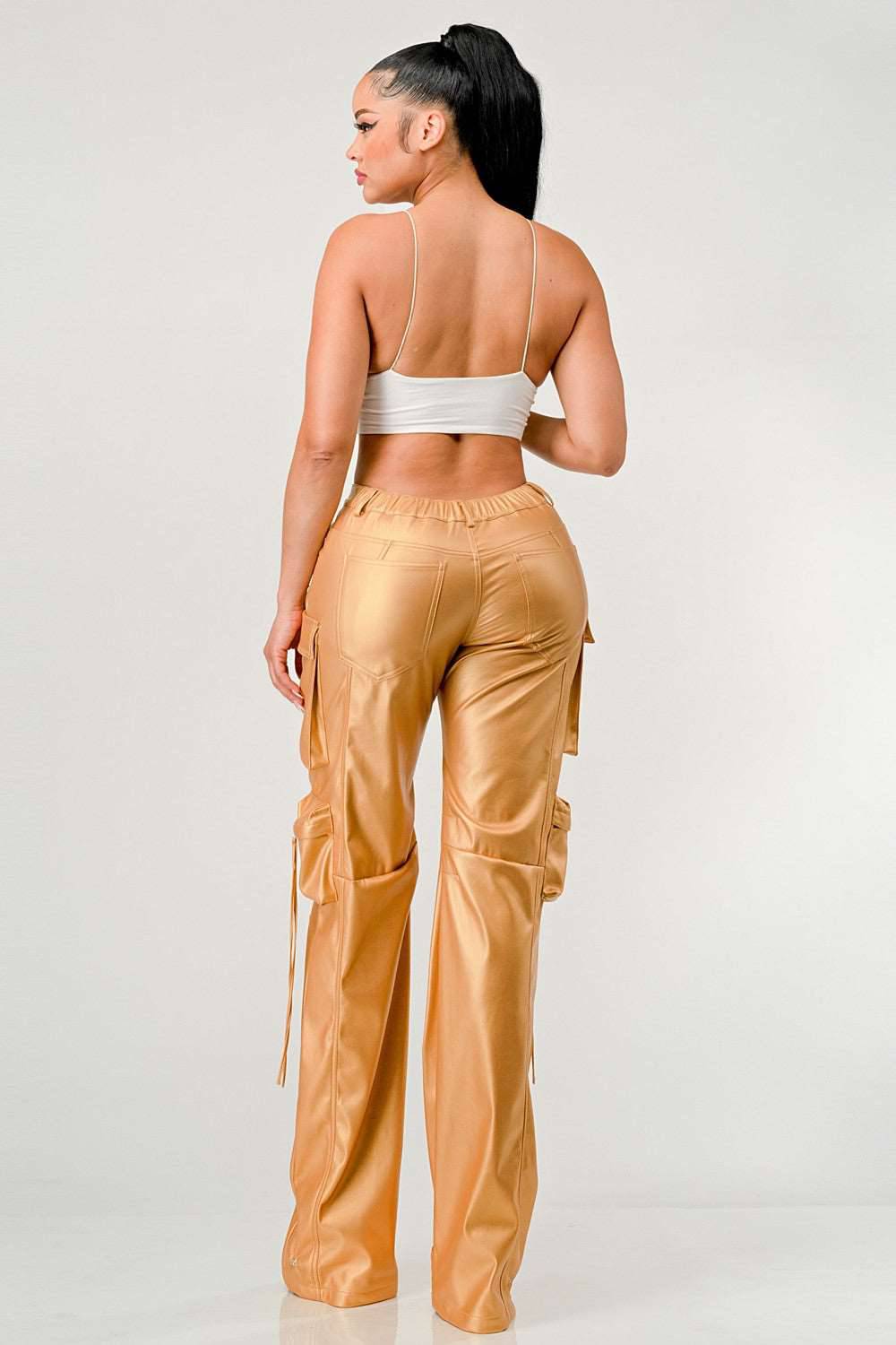 Athina Famous Pu Leather Cargo Pants view 5 (bottom)
