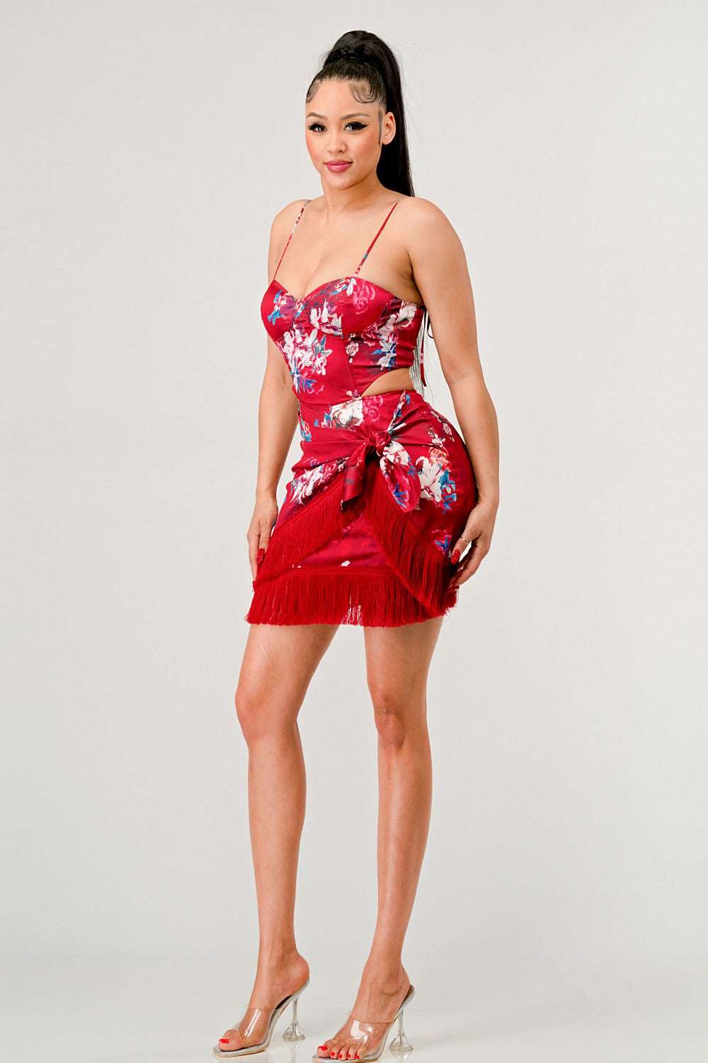Athina Kimono Floral Print Mini Dress in Large view 3