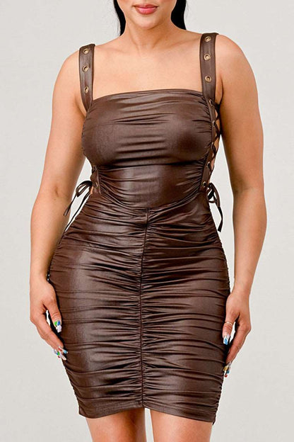 Athina Playful Soft Pu Mini Dress view 5 - Athina Dress Opt