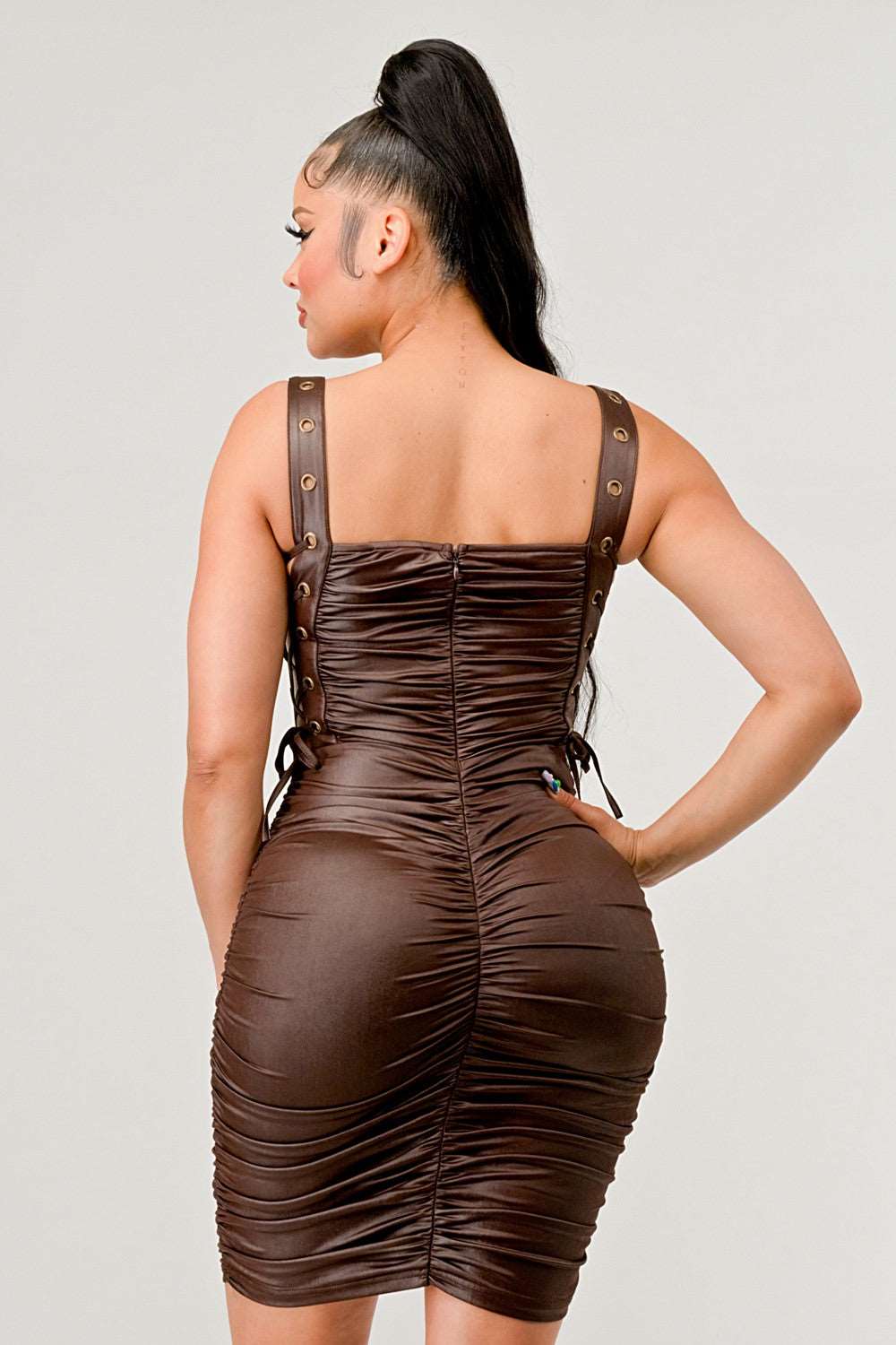 Athina Playful Soft Pu Mini Dress view 6 - Athina Dress Opt